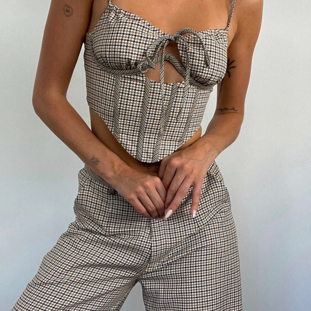 Princess Polly JGR & STN Houndstooth Corset Top Size US 8 / AU 12 Medium NWT - Picture 8 of 13